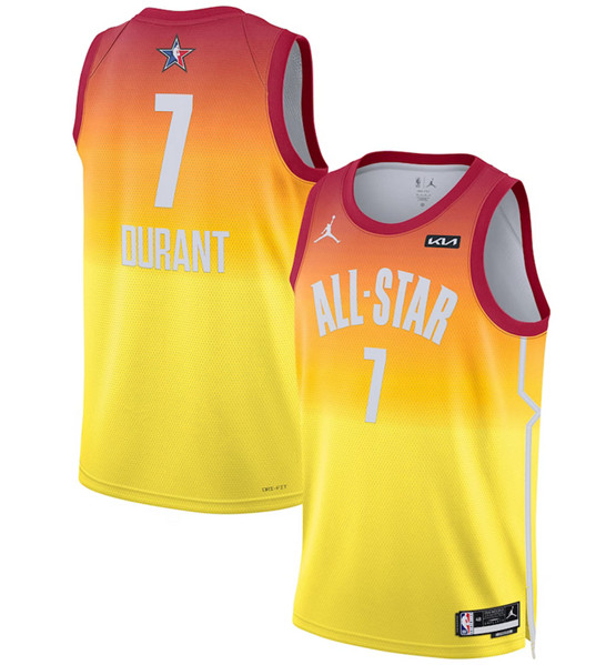 Men's 2023 All-Star #7 Kevin Durant Orange Game Swingman Stitched Basketball Jersey - Click Image to Close